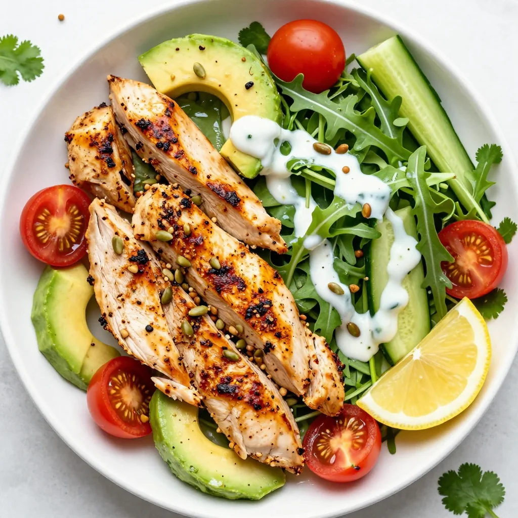 Spicy Chicken and Avocado Salad for Light Dinner