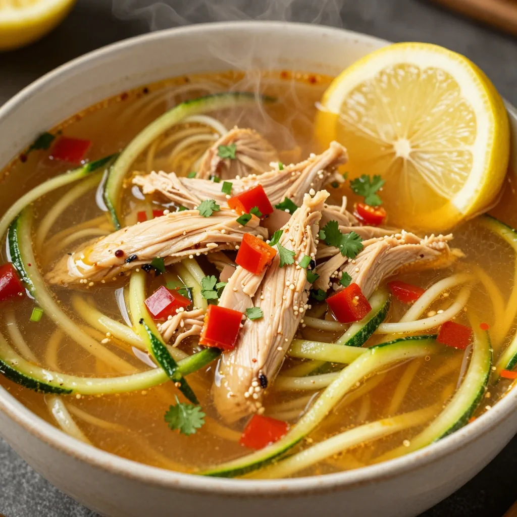 Spicy Keto Chicken Zoodle Soup for Chilly January Days
