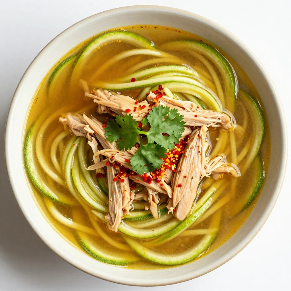 Spicy Keto Chicken Zoodle Soup for Chilly January Days