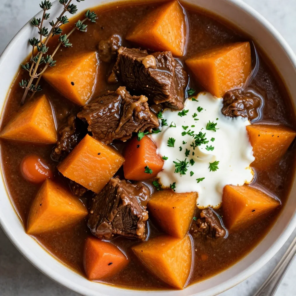 warm and hearty winter squash and beef stew for cold evenings