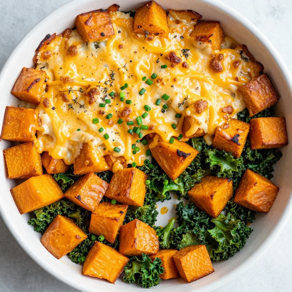 warm breakfast casserole with sweet potatoes and winter vegetables