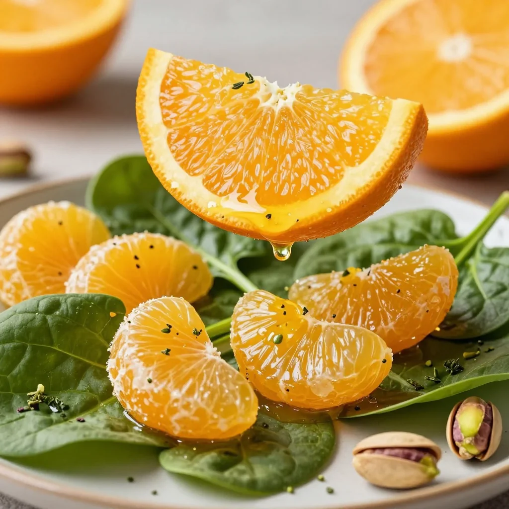 warm citrus and herb spinach salad with oranges for new years day
