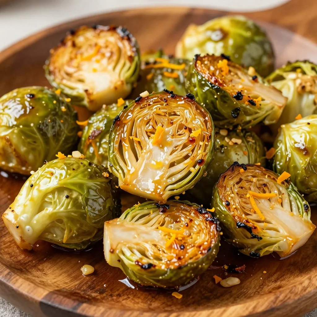 warm citrus roasted brussels sprouts with garlic for winter side dishes