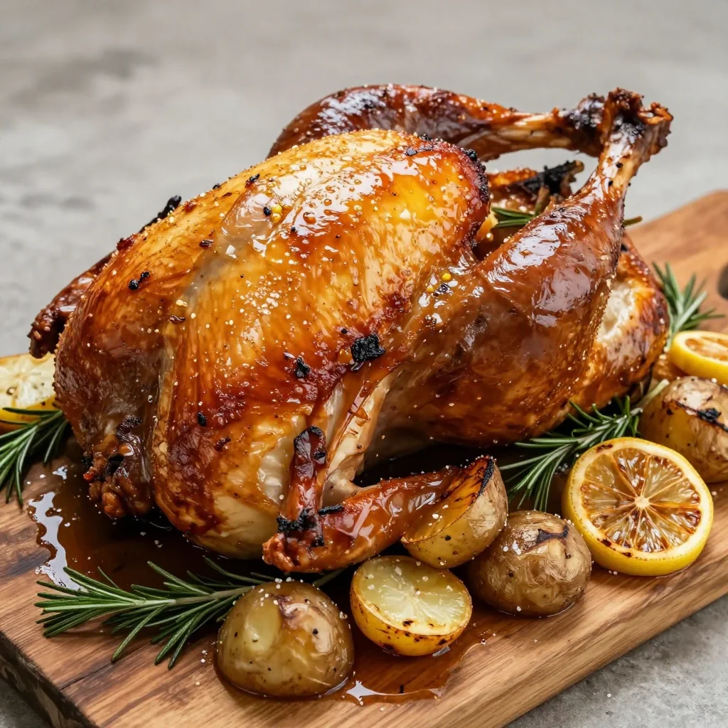 warm lemon garlic roasted turkey and potatoes for comfort dinners