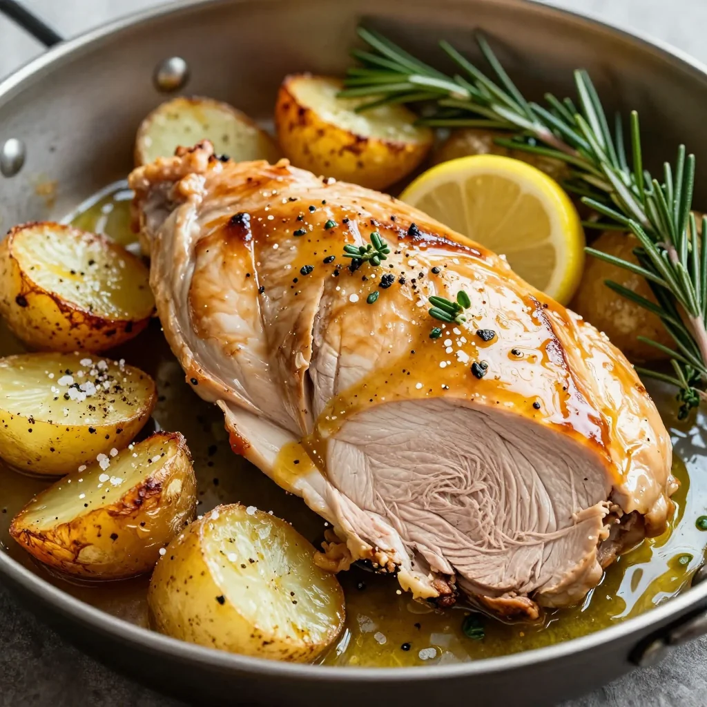 warm lemon garlic roasted turkey and potatoes for comfort dinners