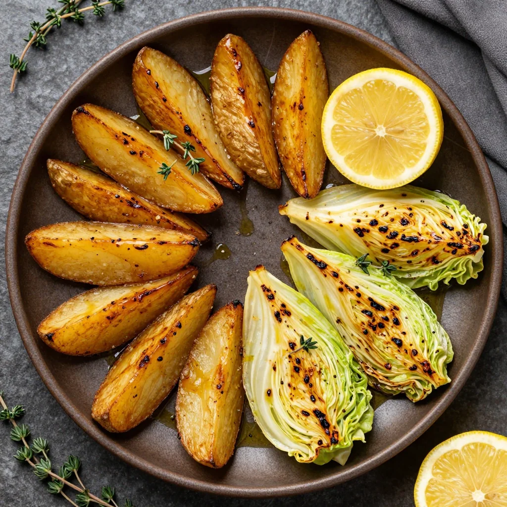 warm lemon roasted cabbage and potatoes for new years clean eating