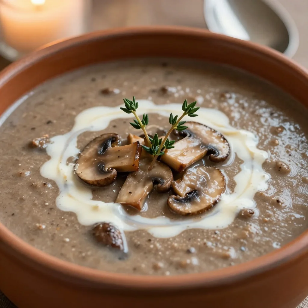Warm Mushroom Soup with Thyme for Cozy Evenings