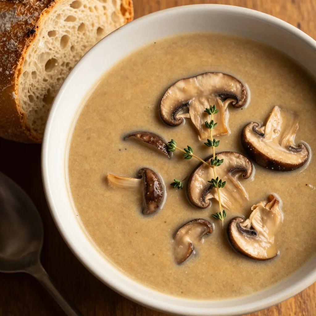 Warm Mushroom Soup with Thyme for Cozy Evenings