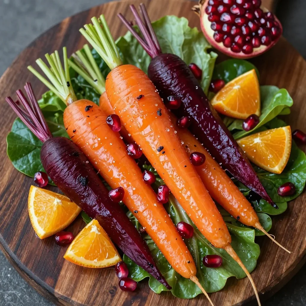 warm roasted beets and carrots salad with citrus vinaigrette