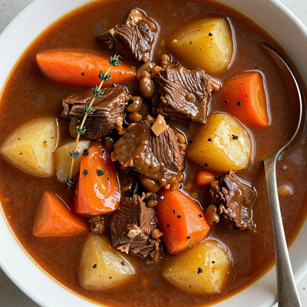 warm slow cooker beef stew with carrots potatoes and turnips