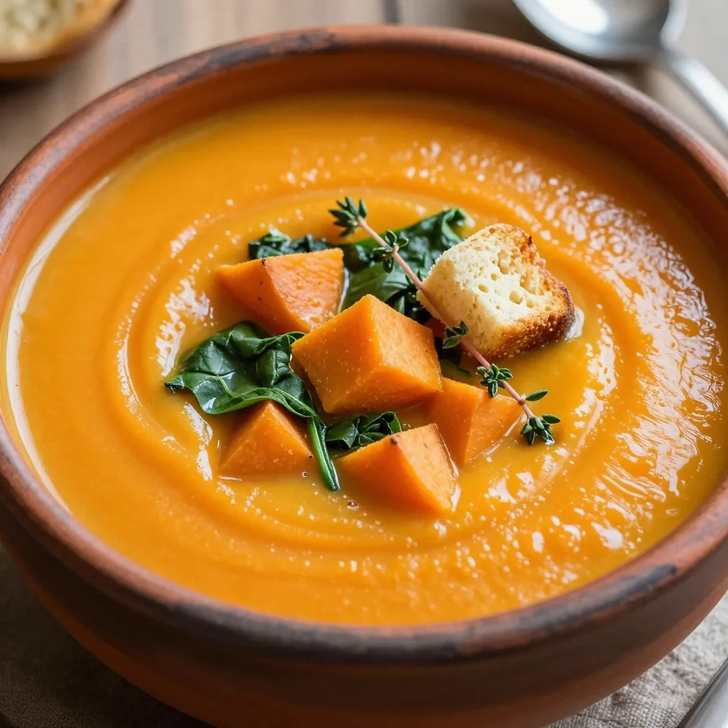 warm sweet potato and spinach soup for nutritious family meals