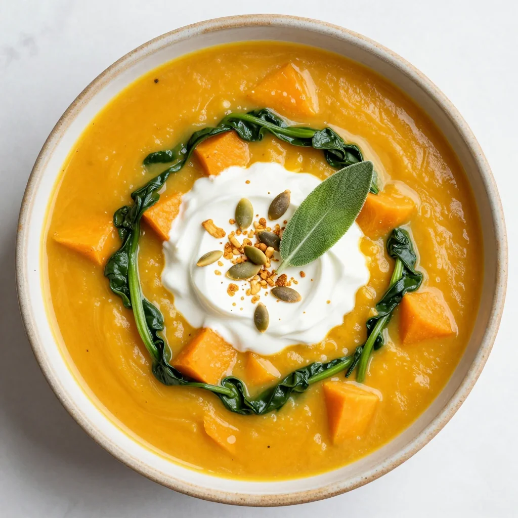 warm sweet potato and spinach soup for nutritious family meals