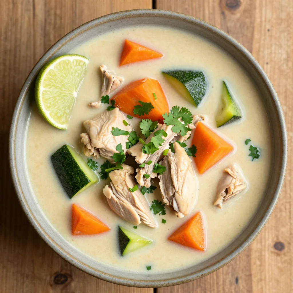 Whole30 Creamy Coconut Lime Chicken Soup for Lunch