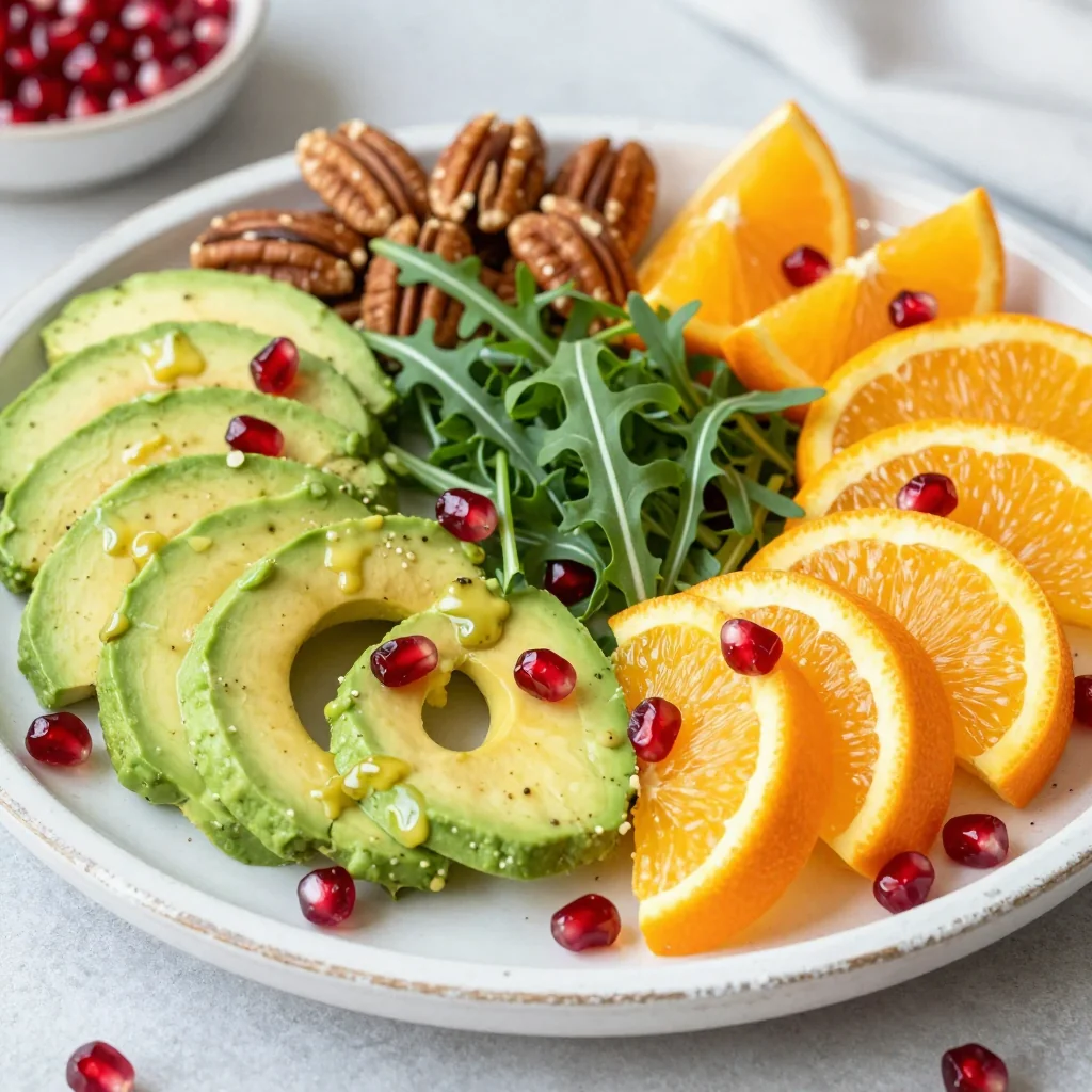 zesty citrus and avocado salad with toasted pecans for holiday brunch
