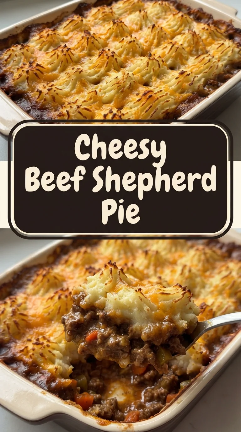 Cheesy Beef Shepherd Pie with golden mashed potato topping
