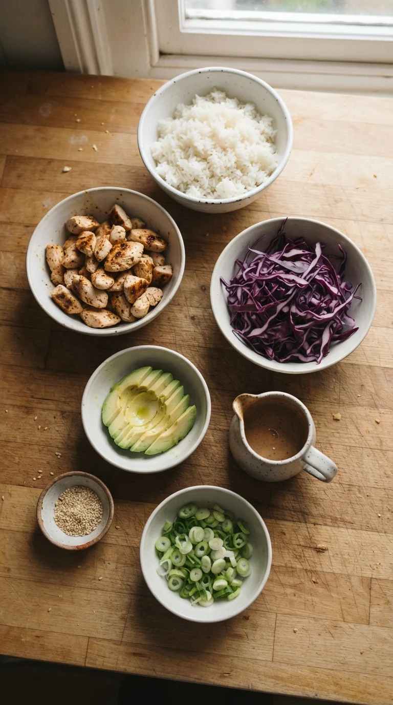 Ingredients for Savory Corn Chicken Rice Bowls