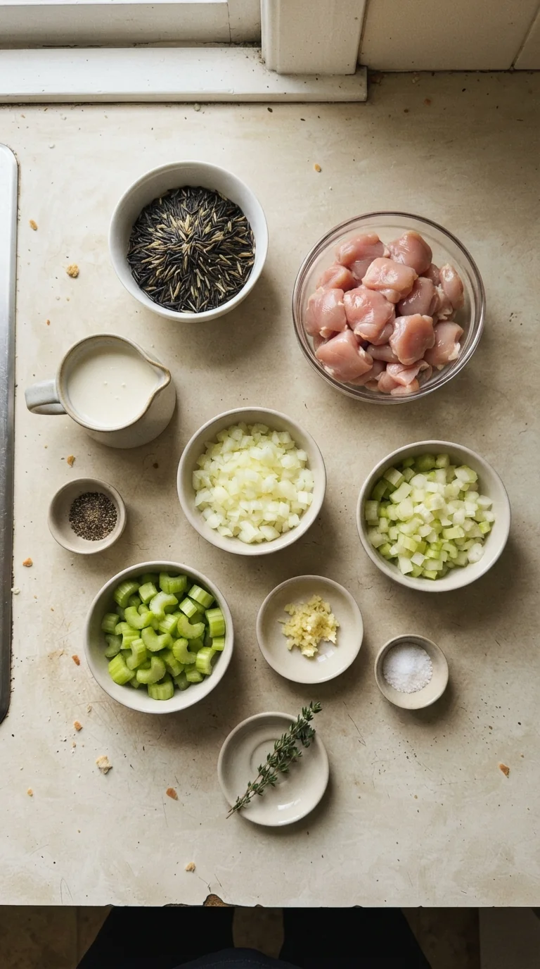Ingredients for Creamy Chicken Wild Rice Soup