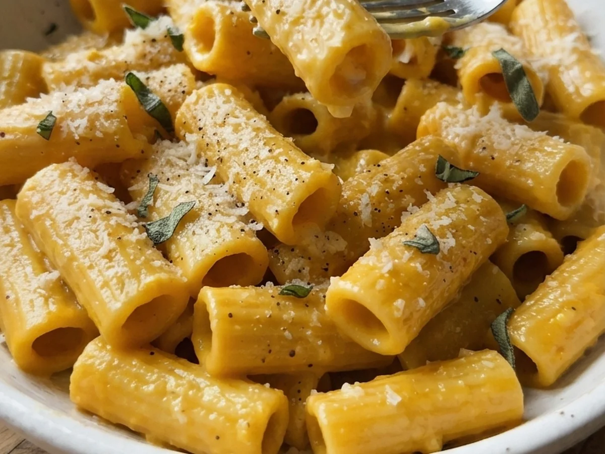 Creamy Pumpkin Alfredo Rigatoni