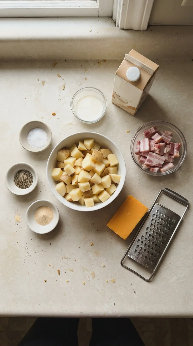 Ingredients for Crockpot Loaded Potato Soup