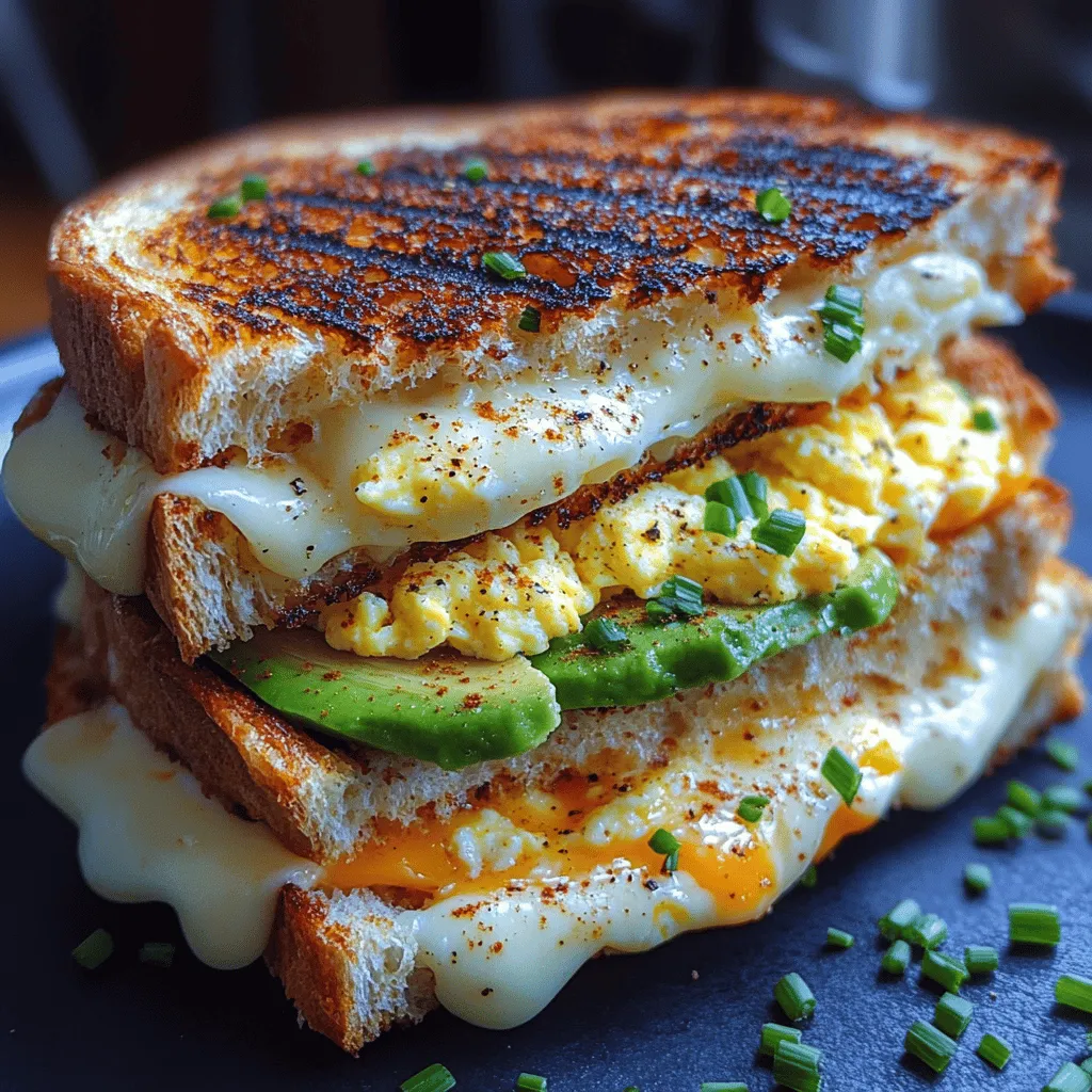 In the bustling morning hours, the quest for a breakfast that is both satisfying and nourishing often leads us to the kitchen, searching for inspiration. Enter the <strong>Morning Melt Grilled Cheese</strong>—a unique twist on the classic comfort food that not only tantalizes your taste buds but also provides the essential nutrients to kickstart your day. This delectable sandwich combines the rich, comforting flavors of melted cheese with the wholesome goodness of eggs and avocado, making it an ideal breakfast choice for anyone looking to fuel their morning properly.” /></p>
</p>
<h3>Preparing the Ingredients: Importance of Mise en Place</h3>
</p>
<p>Before diving into the cooking process, it’s essential to prepare your ingredients. This culinary principle, known as mise en place, refers to having all your ingredients measured, cut, and organized before you start cooking. This not only streamlines the cooking process but also ensures that you don’t overlook any component of your Morning Melt Grilled Cheese.</p>
</p>
<p>For the best results, gather the following ingredients: your bread choice (sourdough, whole grain, or classic white), cheese (cheddar, mozzarella, or a blend), ripe avocado, eggs, and any additional toppings you desire. Having everything ready will allow you to focus on cooking rather than scrambling to find items mid-recipe.</p>
</p>
<h3>Tips for Egg Preparation and Avocado Slicing</h3>
</p>
<p>When it comes to preparing eggs, freshness is key. Look for eggs that are close to their expiration date; this ensures they are of the best quality. Crack the eggs into a bowl, and beat them lightly with a fork or whisk. Adding a pinch of salt and pepper at this stage not only seasons the eggs but also helps to break down the protein structure, resulting in fluffier scrambled eggs.</p>
</p>
<p>As for the avocado, choose one that yields slightly to pressure, indicating ripeness. To slice an avocado, first, cut it in half lengthwise around the pit. Twist the halves to separate them, and use a spoon to gently scoop the flesh from the skin. Slice the avocado into thin pieces or mash it with a fork, depending on your preference.</p>
</p>
<h3>Cooking the Eggs: Techniques for Fluffy Scrambled Eggs</h3>
</p>
<p>For fluffy scrambled eggs, gentle cooking is essential. Start by heating your non-stick skillet over medium-low heat. This slower cooking process allows the eggs to gradually set, creating soft, creamy curds.</p>
</p>
<p>Add a small pat of butter to the heated skillet, allowing it to melt and coat the surface. Pour your beaten eggs into the skillet and let them sit for a few seconds before stirring. Using a spatula, gently push the eggs from the edges towards the center. Allow them to rest for a moment before stirring again. This method helps create large, fluffy curds rather than small, dry bits.</p>
</p>
<h3>Equipment Needed (Non-Stick Skillet)</h3>
</p>
<p>A non-stick skillet is ideal for cooking the eggs and grilling the sandwich. This type of cookware prevents the eggs from sticking and allows for an even, easy release of the sandwich when it’s time to flip. Non-stick pans also require less oil or butter, making them a healthier option for breakfast cooking.</p>
</p>
<h3>Heat Control for Perfect Egg Texture</h3>
</p>
<p>Controlling the heat is vital when cooking eggs. If the heat is too high, the eggs will cook too quickly, leading to rubbery and dry textures. Aim for a steady, low to medium-low heat. The slow cooking method allows for better flavor development, resulting in a more enjoyable texture.</p>
</p>
<h3>Assembling the Sandwich: Layering for Flavor and Texture</h3>
</p>
<p>Once your eggs are cooked, it’s time to assemble your Morning Melt Grilled Cheese. Start with one slice of your chosen bread. Layer the bottom slice with a generous portion of cheese, followed by the fluffy scrambled eggs, a layer of sliced avocado, and any other toppings you desire, such as fresh spinach or cooked bacon. Top it off with another slice of cheese and finish with the second slice of bread.</p>
</p>
<p>Layering is crucial here; the cheese on both sides helps to hold the sandwich together while melting into the other ingredients, creating a gooey, flavorful experience.</p>
</p>
<h3>Creative Suggestions for Additional Fillings or Variations</h3>
</p>
<p>While the classic combination of cheese, eggs, and avocado is delightful, don’t hesitate to get creative with your Morning Melt Grilled Cheese. Here are a few variations to consider:</p>
</p>
<p>– <strong>Add Protein:</strong> Incorporate cooked ham, turkey, or crispy bacon for an extra protein boost.</p>
<p>– <strong>Vegetarian Options:</strong> Include sautéed mushrooms, sliced tomatoes, or roasted red peppers for added flavor and nutrition.</p>
<p>– <strong>Herbs and Spices:</strong> Try adding fresh herbs like chives or basil, or sprinkle in some chili flakes for a spicy kick.</p>
<p>– <strong>Cheese Varieties:</strong> Experiment with different cheeses such as gouda, brie, or pepper jack for unique flavor profiles.</p>
</p>
<h3>Buttering the Bread: Techniques for Even Grilling</h3>
</p>
<p>For that perfect golden crust, buttering the bread properly is essential. Use softened butter, spreading it evenly over one side of each slice. This ensures that when the sandwich hits the skillet, the entire surface browns evenly.</p>
</p>
<p>If you prefer a healthier option, consider using olive oil or a non-stick cooking spray as an alternative. Keep in mind that while butter adds flavor, the method you choose will affect the final taste and texture of your grilled cheese.</p>
</p>
<h3>Importance of Garlic Powder and Its Effect on Flavor</h3>
</p>
<p>While traditional grilled cheese sandwiches often stick to simple seasonings, adding a sprinkle of garlic powder to the butter or directly onto the bread can elevate the flavor profile significantly. Garlic powder provides a subtle yet savory depth that complements the richness of the cheese and eggs beautifully.</p>
</p>
<h3>Grilling the Sandwich: Achieving the Perfect Golden Crust</h3>
</p>
<p>Once your sandwich is assembled, it’s time to grill it. Place the sandwich in the preheated skillet, buttered side down. Grill for about 3-4 minutes or until the bread is golden brown and the cheese begins to melt.</p>
</p>
<p>Carefully flip the sandwich using a spatula, pressing down gently to ensure even cooking. If the bread starts to brown too quickly, reduce the heat. This method prevents burning and ensures that the cheese melts thoroughly.</p>
</p>
<h3>Tips for Maintaining Even Heat and Preventing Burning</h3>
</p>
<p>Maintaining even heat is crucial for the perfect grilled cheese. If your skillet is too hot, the outside can burn while the inside remains cold. If necessary, use a combination of low and medium heat, adjusting as you cook to achieve optimal results.</p>
</p>
<p>Additionally, consider covering the skillet with a lid for a minute or two during cooking. This traps heat and helps the cheese melt more effectively while still allowing the bread to crisp up.</p>
</p>
<h3>Importance of Pressing the Sandwich for Even Cooking</h3>
</p>
<p>Pressing down on the sandwich with a spatula ensures that all layers meld together while cooking. This technique helps achieve an even melt throughout the sandwich, making each bite a delightful mix of flavors. Just be cautious not to press too hard, as this can cause the ingredients to spill out.</p>
</p>
<h3>Serving Suggestions</h3>
</p>
<p>When it comes to serving your Morning Melt Grilled Cheese, presentation matters. Consider cutting the sandwich diagonally or into quarters for a visually appealing display. A sprinkle of fresh herbs on top or a side of colorful fruit can enhance the overall look and make the dish more inviting.</p>
</p>
<p>For beverages, pair your grilled cheese with a hot cup of coffee, herbal tea, or a refreshing smoothie. These drinks complement the richness of the sandwich and can elevate your breakfast experience.</p>
</p>
<h3>Ideal Occasions for Serving: Brunches, Family Breakfasts, or Lazy Weekends</h3>
</p>
<p>The Morning Melt Grilled Cheese is versatile enough for various occasions. Serve it at brunch gatherings, where friends and family can enjoy a relaxed meal together. It’s also perfect for family breakfasts or lazy weekends when you want something satisfying without too much fuss.</p>
</p>
<h3>Nutritional Information</h3>
</p>
<p>The Morning Melt Grilled Cheese is not only delicious but also a balanced meal option. Here’s a general caloric breakdown:</p>
</p>
<p>– <strong>Bread (2 slices):</strong> Approximately 160-200 calories</p>
<p>– <strong>Cheese (2 slices):</strong> About 200-300 calories</p>
<p>– <strong>Eggs (2 large):</strong> Roughly 140 calories</p>
<p>– <strong>Avocado (half):</strong> Around 120 calories</p>
<p>– <strong>Butter (1 tablespoon):</strong> Approximately 100 calories</p>
</p>
<p>In total, a serving of this grilled cheese can range from 720 to 860 calories, depending on your ingredient choices.</p>
</p>
<p>This meal provides a healthy mix of carbohydrates, protein, and healthy fats, making it a satisfying option for breakfast. The inclusion of eggs and avocado adds essential nutrients like protein, healthy fats, and fiber, keeping you full and energized throughout the morning.</p>
</p>
<h3>Discussion on Portion Sizes and Serving Recommendations</h3>
</p>
<p>When it comes to portion sizes, one sandwich is typically sufficient for most individuals, especially when paired with a side of fresh fruit or a small salad. If serving a larger group, consider preparing multiple sandwiches at once, allowing everyone to enjoy their Morning Melt Grilled Cheese fresh off the skillet.</p>
</p>
<h3>Conclusion</h3>
</p>
<p>The Morning Melt Grilled Cheese is a delicious and nutritious breakfast option that offers a delightful twist on a classic favorite. With fluffy scrambled eggs, creamy avocado, and gooey cheese layered between crispy bread, it’s a satisfying dish that caters to diverse tastes.</p>
</p>
<p>This recipe not only showcases the versatility of grilled cheese but also encourages creativity in the kitchen. Whether you enjoy it as a quick breakfast or a leisurely brunch with friends and family, the Morning Melt Grilled Cheese is sure to impress.</p>
</p>
<p>We encourage you to try this recipe and experience the perfect combination of flavors and textures. With endless variations and possibilities, grilled cheese continues to hold a special place in modern cuisine, making it a beloved choice for meals at any time of day.</p>
</div>