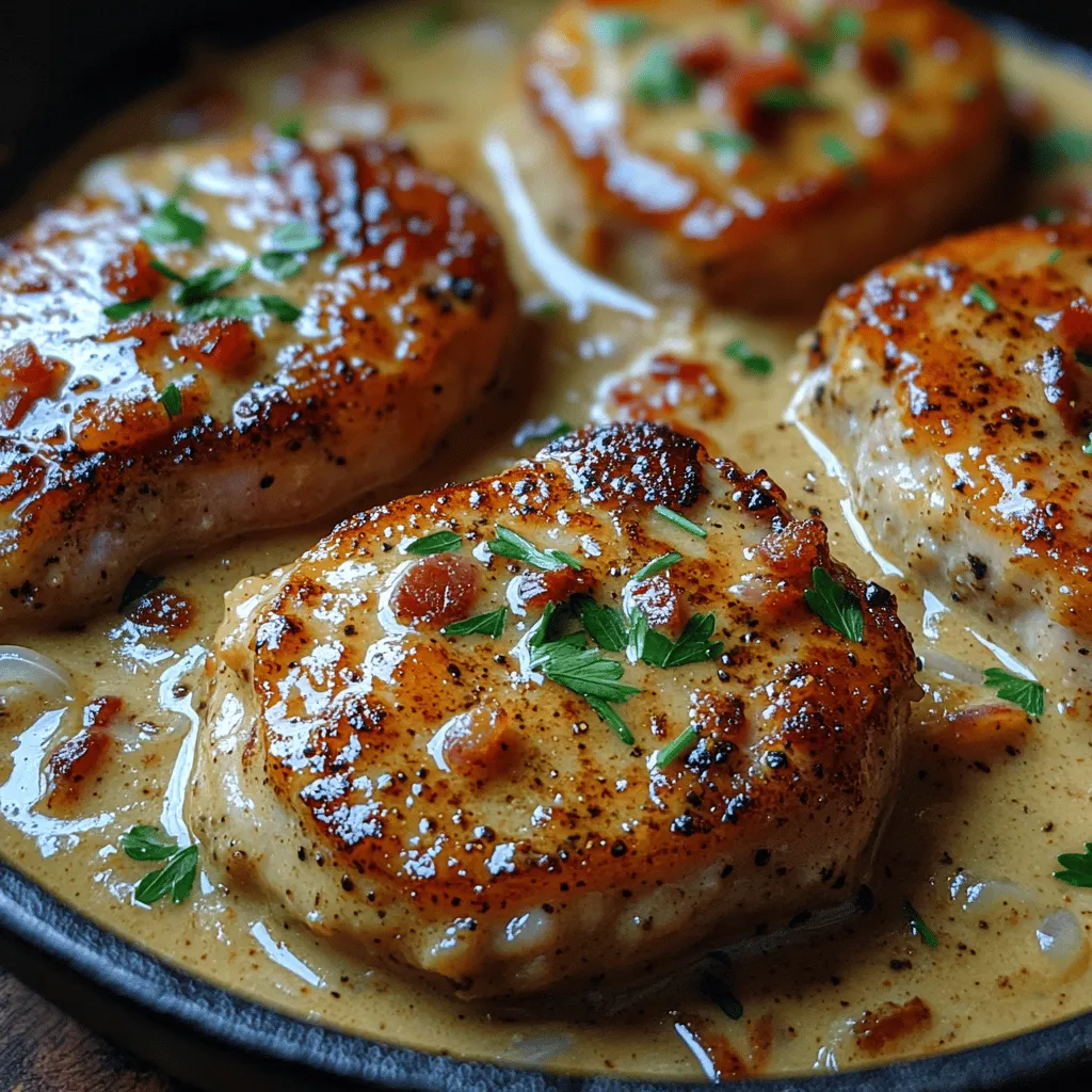 Welcome to the flavorful world of savory dishes, where each recipe tells a story of culinary creativity and delicious satisfaction. Today, we’re focusing on a standout recipe that has taken the dinner table by storm: Creamy Bacon Pork Chops. This dish is a perfect blend of rich and robust flavors, combining tender pork chops with a luscious creamy sauce, all elevated by the irresistible crunch of bacon. Whether you are planning a cozy weeknight dinner or looking to impress guests during a special occasion, these Creamy Bacon Pork Chops are guaranteed to be a hit.