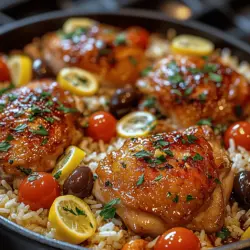 One-Pot Greek Chicken and Lemon Rice is a culinary gem from Mediterranean cuisine that brings together the vibrant flavors and wholesome ingredients characteristic of Greek cooking. This dish not only captures the essence of traditional Greek flavors but also embodies the convenience of one-pot cooking, making it a perfect choice for busy weeknights or leisurely family dinners. The simplicity of preparing a complete meal in just one pot minimizes cleanup while maximizing the harmony of flavors—truly a win-win situation for any home cook.