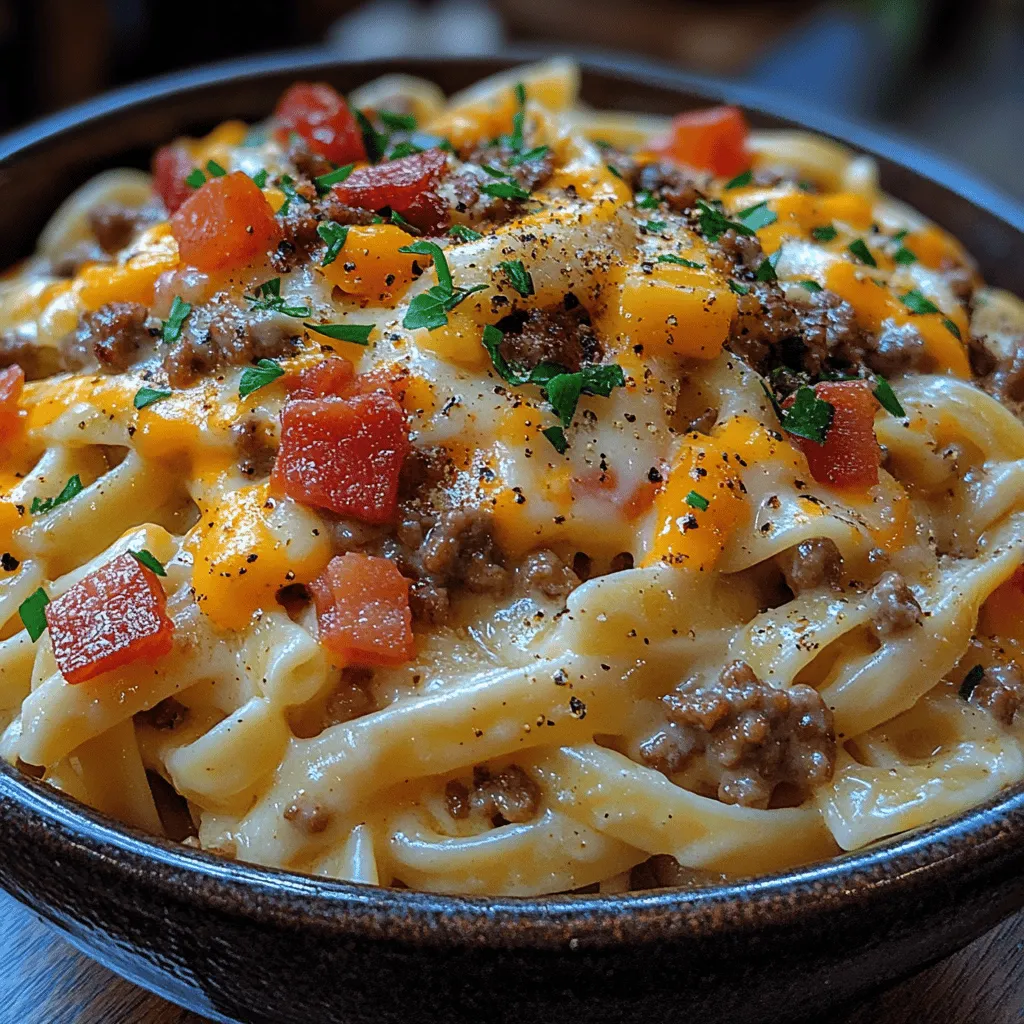 If you’re on the hunt for a dish that seamlessly blends the flavors of a classic cheeseburger with a creamy pasta experience, look no further than Loaded Cheeseburger Alfredo Pasta. This innovative recipe draws inspiration from the hearty, beloved cheeseburger while incorporating the rich, indulgent qualities of Alfredo sauce, making it a perfect choice for family dinners or gatherings with friends.