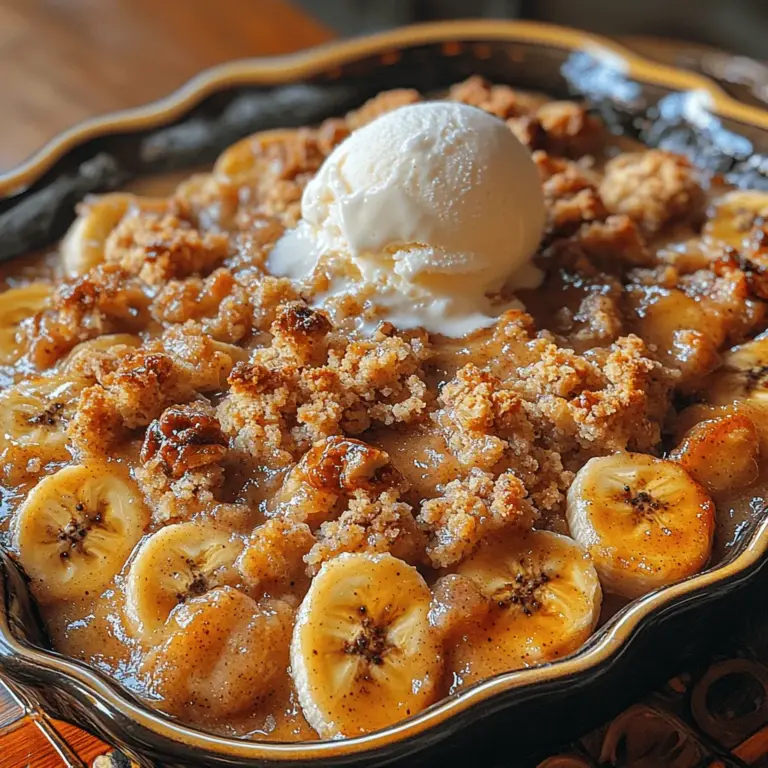 When it comes to comfort food, few desserts can rival the soothing and satisfying nature of a warm crumble. Enter the Banana Bliss Crumble, a delightful dessert that marries the sweet, rich flavor of ripe bananas with a crunchy, buttery topping. This recipe is not just about creating a tasty dish; it’s about celebrating the simple joys of home cooking and the nostalgia that comes with it. With each spoonful, you’re transported back to family gatherings, cozy evenings, and the sweet aroma of baking wafting through the house.
