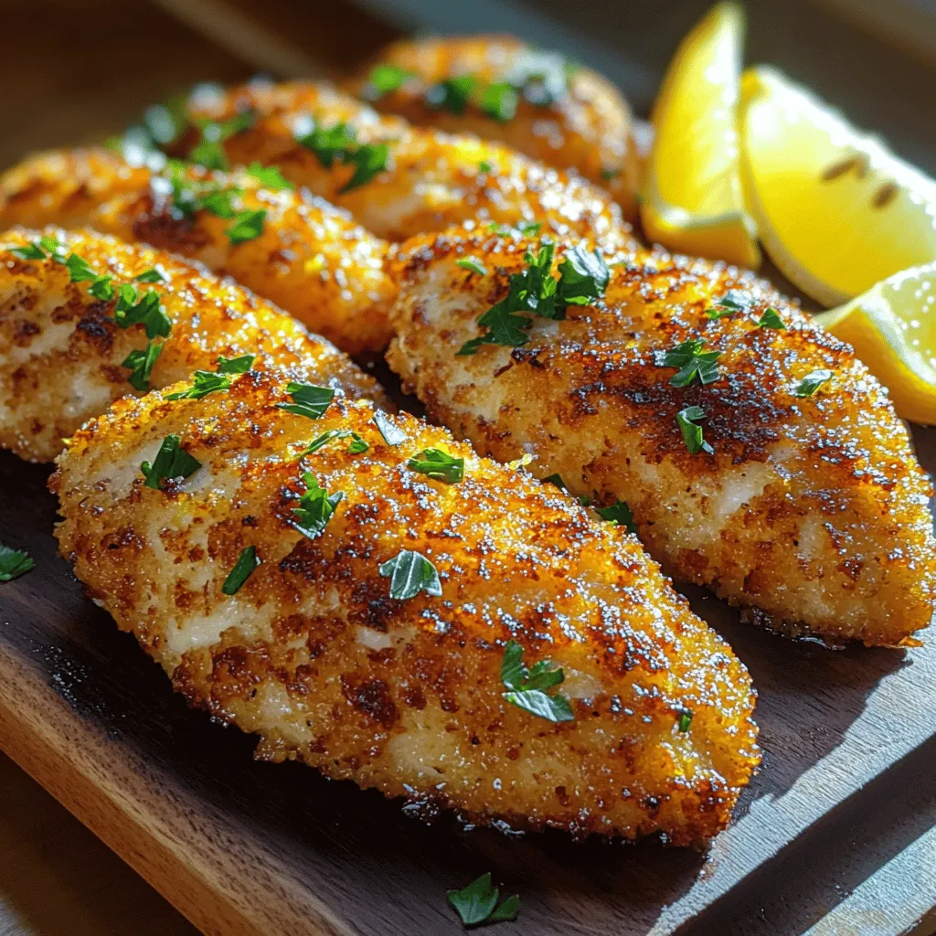 If you’re searching for a quick yet satisfying meal that appeals to both adults and children alike, look no further than Zesty Lemon Garlic Parmesan Chicken Tenders. This dish combines the zesty brightness of fresh lemon with the robust flavor of garlic and the nutty richness of Parmesan cheese, all enveloped in a crispy coating that will leave you craving more. Whether you’re preparing a cozy family dinner, hosting a lively party, or simply looking to enjoy a delightful meal any night of the week, these chicken tenders are versatile enough to fit any occasion.
