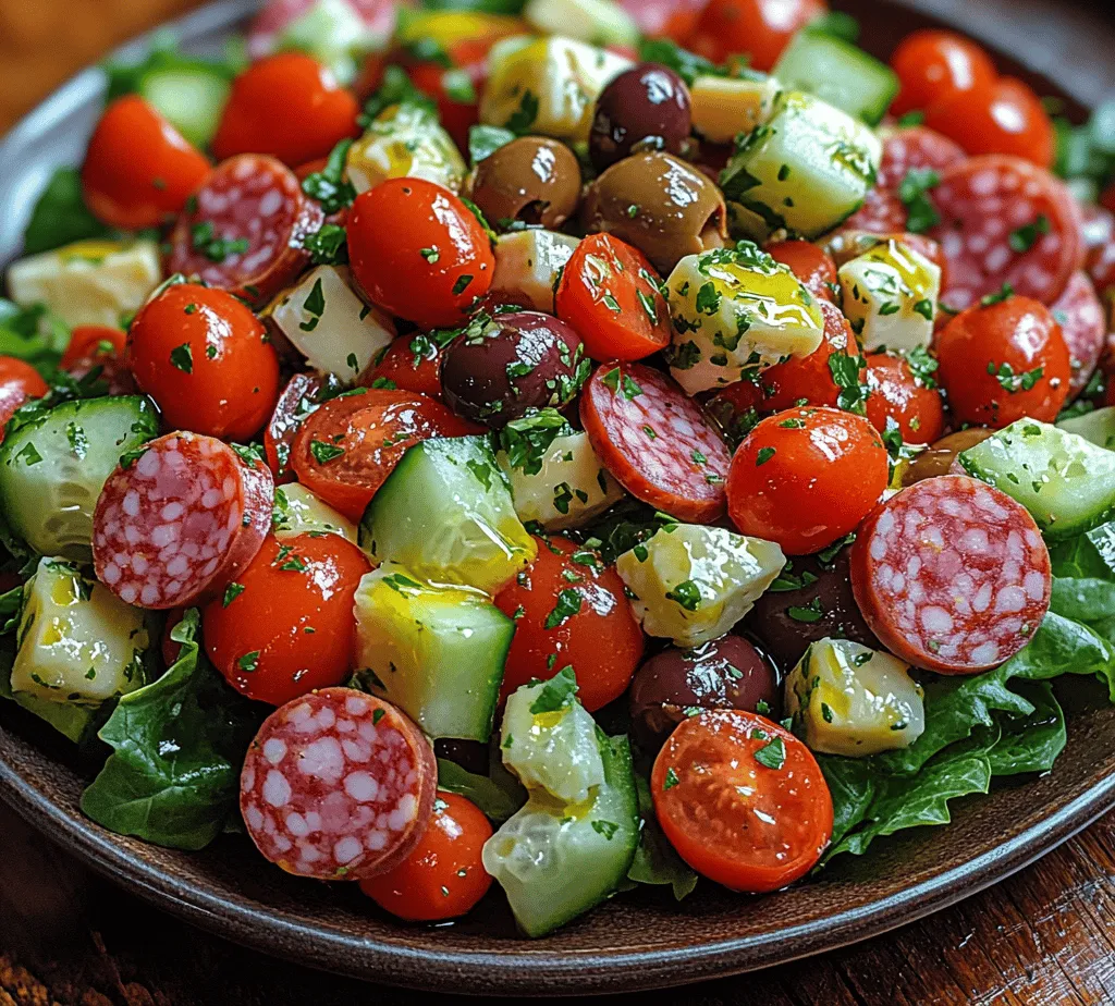 The Italian Grinder Salad is a delightful creation that encapsulates the essence of Italian-American cuisine. With its vibrant colors and fresh ingredients, this salad is not only visually appealing but also packed with flavor. Originating from the classic grinder sandwich—a sub filled with meats, cheeses, and vegetables—this salad transforms those beloved sandwich components into a refreshing dish that can stand on its own. Whether served as a side or a main course, the Italian Grinder Salad has become a staple at gatherings, picnics, and family dinners.