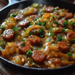 In the realm of comforting and hearty meals, Smoky Cabbage & Sausage Delight stands out as a flavorful dish that combines the earthy goodness of cabbage with the rich, smoky taste of sausage. This recipe is not just a meal; it's an experience that brings warmth and satisfaction, making it an ideal choice for family dinners or a cozy night in during the colder months. The combination of tender cabbage and savory sausage creates a delightful medley of textures and flavors, making it a go-to recipe for those seeking comfort food that is both delicious and nourishing.