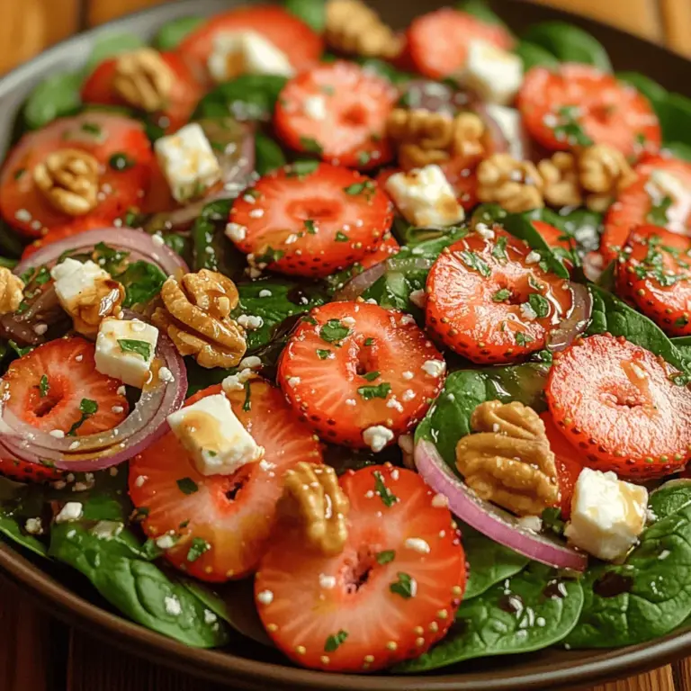 As the warmer months approach, nothing quite compares to the refreshing taste of a vibrant salad that embodies the essence of spring and summer. The Fresh Strawberry Feta Spinach Salad is a delightful dish that not only pleases the palate but also serves as a feast for the eyes. This salad combines the sweet juiciness of fresh strawberries, the creamy tang of feta cheese, and the earthy richness of baby spinach, creating a harmonious balance of flavors that will tantalize your taste buds.
