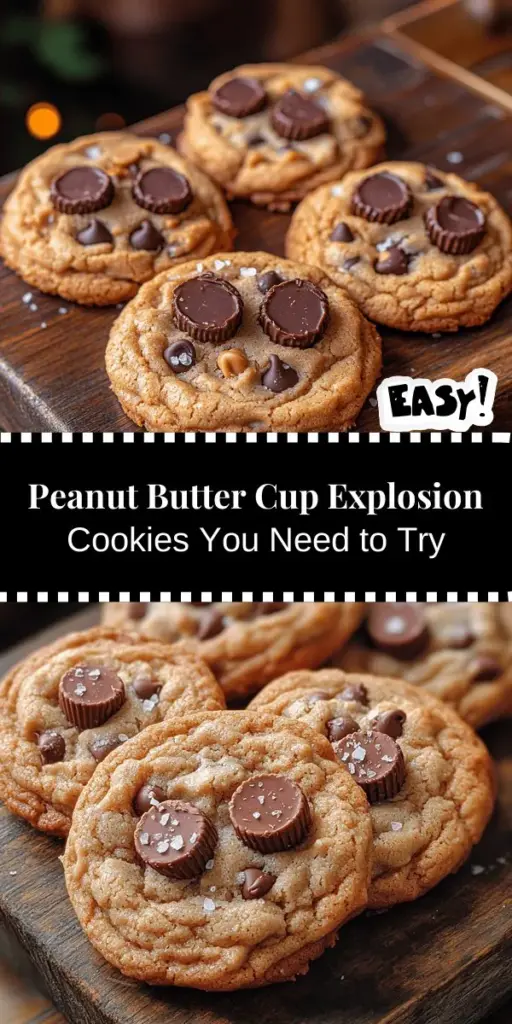 Indulge in the ultimate sweet and salty treat with Peanut Butter Cup Explosion Cookies! This delicious recipe combines creamy peanut butter, rich chocolate, and a sprinkle of sea salt for an unforgettable flavor experience. Perfect for any occasion, these cookies are soft, chewy, and filled with mini peanut butter cups that melt in your mouth. Discover how to create this decadent delight at home and impress your friends and family with every bite!