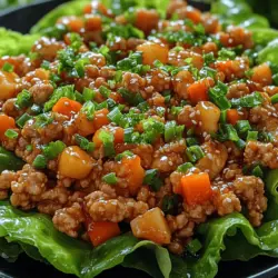 In recent years, lettuce wraps have soared in popularity, becoming a go-to meal option for health-conscious eaters and culinary enthusiasts alike. These fresh, vibrant wraps offer a delightful twist on traditional sandwiches and tacos, allowing for a delicious, low-carb alternative that doesn’t compromise on flavor. Among the myriad of lettuce wrap recipes, the Spicy-Sweet Chicken Bliss Lettuce Wraps stand out as a perfect harmony of flavors and textures. This dish combines the savory richness of ground chicken with the refreshing crunch of vegetables, all enveloped in crisp lettuce leaves.