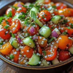 Mediterranean cuisine is often celebrated for its vibrant flavors, fresh ingredients, and health benefits. Rooted in the culinary traditions of countries bordering the Mediterranean Sea, this style of cooking emphasizes the use of fruits, vegetables, whole grains, legumes, nuts, and healthy fats, which contribute to a balanced diet rich in nutrients. The Mediterranean diet is not just a meal plan; it’s a lifestyle approach that promotes heart health, reduces inflammation, and encourages longevity. One standout recipe that encapsulates these principles is the Tomato Basil Couscous Salad—a delightful dish that is both refreshing and nutritious, perfect for a variety of occasions.