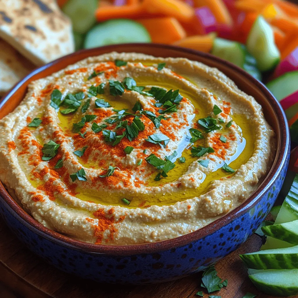 Originating from the Middle East, hummus is a traditional dip made primarily from blended chickpeas, tahini, olive oil, lemon juice, and garlic. Its name comes from the Arabic word for chickpeas, “hummus,” and it has a rich history that dates back centuries. Different regions have their unique takes on the dish, with variations in flavorings and serving styles. Today, hummus has transcended cultural boundaries and is enjoyed globally, often found in restaurants, cafes, and homes alike.