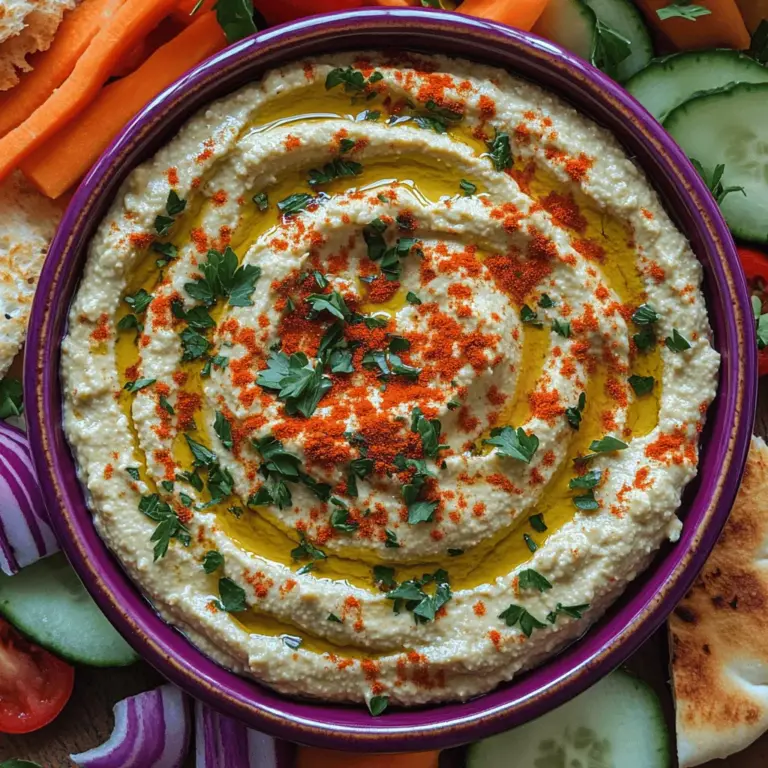 Originating from the Middle East, hummus is a traditional dip made primarily from blended chickpeas, tahini, olive oil, lemon juice, and garlic. Its name comes from the Arabic word for chickpeas, “hummus,” and it has a rich history that dates back centuries. Different regions have their unique takes on the dish, with variations in flavorings and serving styles. Today, hummus has transcended cultural boundaries and is enjoyed globally, often found in restaurants, cafes, and homes alike.