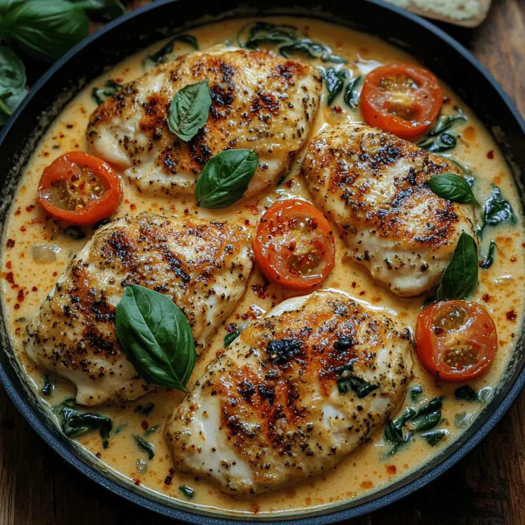 Welcome to the world of Italian comfort food with a twist! Creamy Tuscan Chicken is a dish that beautifully marries rich flavors with a delightful presentation, making it an ideal choice for family dinners and special gatherings alike. This recipe is not only a feast for the palate but also a visual treat, with its vibrant colors and creamy texture. Whether you're a seasoned chef or a novice in the kitchen, this dish is straightforward to prepare, ensuring that everyone can enjoy a taste of Italy right from the comfort of their home.