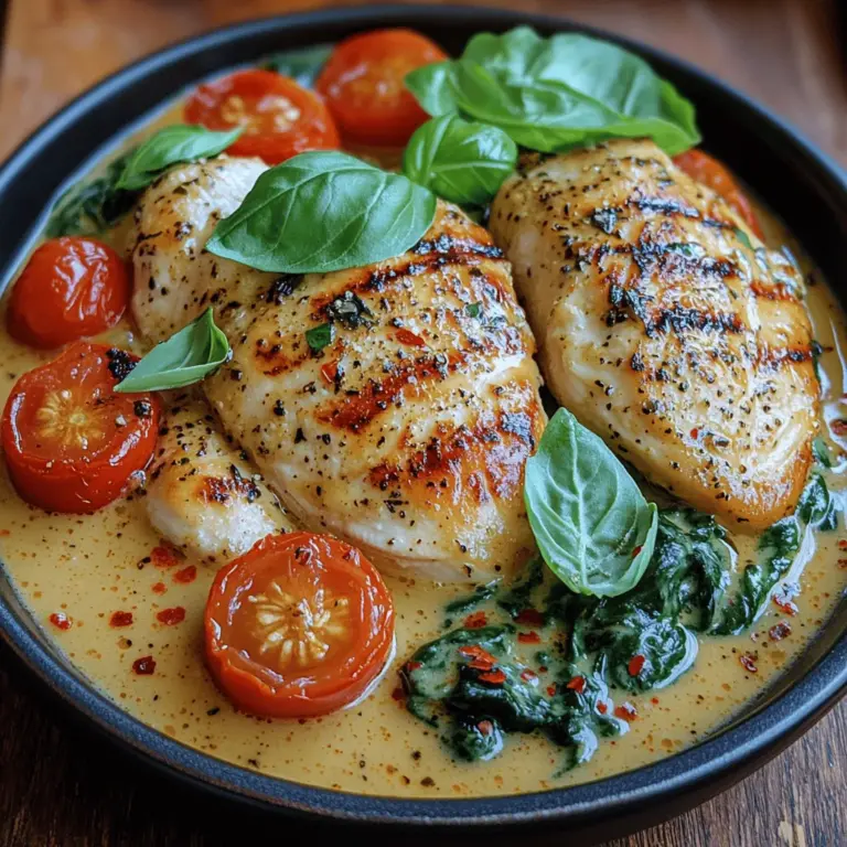 Welcome to the world of Italian comfort food with a twist! Creamy Tuscan Chicken is a dish that beautifully marries rich flavors with a delightful presentation, making it an ideal choice for family dinners and special gatherings alike. This recipe is not only a feast for the palate but also a visual treat, with its vibrant colors and creamy texture. Whether you're a seasoned chef or a novice in the kitchen, this dish is straightforward to prepare, ensuring that everyone can enjoy a taste of Italy right from the comfort of their home.