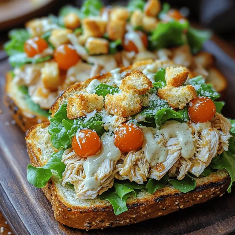 Savory Slow Cooker Chicken Caesar Sandwiches are the ultimate combination of convenience and mouthwatering flavor. This dish is perfect for busy families looking to streamline mealtime without sacrificing taste, as well as for entertaining guests who appreciate a hearty and satisfying meal. Imagine tender, shredded chicken infused with the rich, zesty taste of Caesar dressing, all nestled between sturdy sandwich rolls and topped with fresh vegetables. Whether you're preparing a casual family dinner or hosting a weekend gathering, these sandwiches are sure to impress everyone at the table.