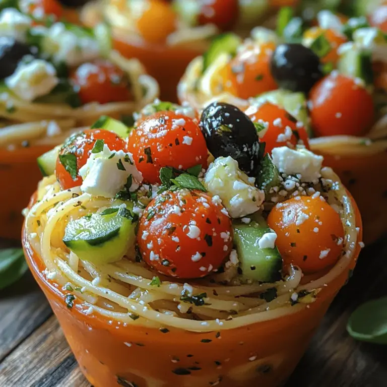 Chilled Zesty Spaghetti Salad Cups are a delightful and refreshing dish that combines the heartiness of pasta with the vibrant flavors of fresh vegetables and zesty dressing. This unique salad not only tantalizes the taste buds but also offers a visually appealing presentation, making it an ideal choice for a variety of occasions. From summer picnics to festive parties and family gatherings, these salad cups bring a touch of elegance and fun to any table.
