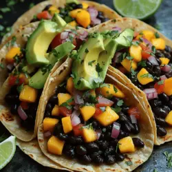 The magic of Tropical Fiesta Black Bean Mango Tacos lies in their ingredients. Each component contributes not only to the vibrant flavor profile but also to the nutritional benefits that this dish offers. Let’s take a closer look at the key ingredients that make these tacos a delightful and health-conscious choice.
