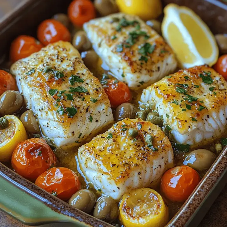 Mediterranean Baked Fish Delight is not just a dish; it's a celebration of flavors, health, and simplicity that perfectly captures the essence of Mediterranean cuisine. With its vibrant colors and fresh ingredients, this recipe is ideal for those who seek a wholesome meal that can be enjoyed both on busy weeknights and during special occasions. Utilizing fresh fish and an array of Mediterranean staples, this dish is not only delicious but also packed with nutritional benefits, making it a wonderful addition to any meal plan.