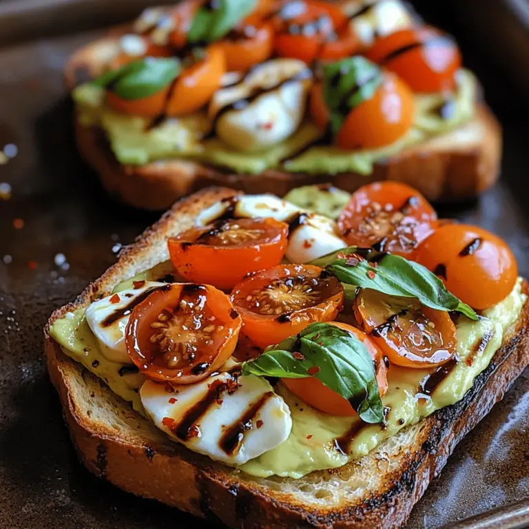 To create the perfect Grillé Caprese Avocado Toast Delight, understanding the ingredients is essential. Each component plays a crucial role in delivering not only flavor but also nutritional benefits.