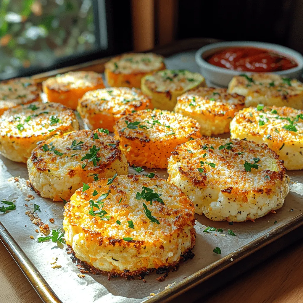 In recent years, there has been a noticeable shift towards healthier eating, and vegetable-based snacks have taken center stage in this transformation. The growing popularity of these snacks can be attributed not only to the increasing awareness of health and wellness but also to the desire for flavorful, satisfying alternatives to traditional savory options. Among these, <strong>Crispy Baked Veggie Parmesan Discs</strong> stand out as a delicious and nutritious choice, offering a perfect balance of taste and health benefits.” /></p>
</p>
<h3>Preheat the Oven: Importance of Temperature Control for Crispiness</h3>
</p>
<p>When it comes to baking your Crispy Baked Veggie Parmesan Discs, preheating the oven is a crucial step that should never be overlooked. The ideal temperature for this recipe is 425°F (220°C). This high heat is essential for achieving the crispy texture that makes these discs so delightful. If the oven is not preheated, the discs may end up soggy rather than crispy, as they will take longer to cook and may absorb too much moisture. Always allow your oven to reach the desired temperature before placing your discs inside; this ensures an even cook and maximizes the crunch factor.</p>
</p>
<h3>Grating and Moisture Removal: Techniques to Maximize Texture</h3>
</p>
<p>The key to the perfect veggie disc lies in the preparation of your vegetables. Start by grating your chosen vegetables—zucchini, carrots, and bell peppers work particularly well. After grating, it’s important to remove excess moisture. Place the grated vegetables in a clean kitchen towel or cheesecloth, and twist tightly to squeeze out as much liquid as possible. This step not only enhances the texture but also prevents your mixture from becoming too watery, which can lead to less crispy results. By ensuring your vegetables are dry, you’ll allow the cheese and breadcrumbs to adhere better, creating that desired crunchy exterior.</p>
</p>
<h3>Combining Ingredients: Tips for Achieving the Right Consistency in the Mixture</h3>
</p>
<p>Once your vegetables are grated and dried, it’s time to combine them with the other ingredients. In a large mixing bowl, combine the grated veggies with finely grated Parmesan cheese, breadcrumbs (or a gluten-free alternative), minced garlic, and your choice of herbs and spices. It’s vital to mix these ingredients thoroughly to ensure even distribution. The mixture should be cohesive and slightly sticky, allowing it to hold its shape when formed into discs. If the mixture feels too dry, you can add a little extra cheese or a splash of vegetable broth to achieve the right consistency. Conversely, if it’s too wet, simply add more breadcrumbs.</p>
</p>
<h3>Shaping the Discs: Best Practices for Even Cooking and Presentation</h3>
</p>
<p>Shaping your discs is where the fun begins! Using your hands, take a generous tablespoon of the mixture and form it into a disc shape, about half an inch thick. Make sure to compact the mixture firmly to avoid breakage during the baking process. Place the discs on a parchment-lined baking sheet, ensuring there’s enough space between each one for air circulation. This spacing is essential for even cooking and prevents the discs from sticking together. For an aesthetically pleasing presentation, you can gently flatten the tops of the discs with your fingers or the back of a spatula.</p>
</p>
<h3>Using Olive Oil Spray: Explanation of Its Role in the Baking Process</h3>
</p>
<p>To enhance the crispiness of your veggie discs, a light coating of olive oil spray is recommended before placing them in the oven. Olive oil not only helps to create a golden-brown crust but also adds a depth of flavor to the final product. Spraying the discs ensures an even distribution of oil, which is key to achieving that perfect crunch. If you don’t have olive oil spray, you can lightly brush the tops with a bit of olive oil using a pastry brush. Just be careful not to overdo it; you want a light coating, not a pool of oil.</p>
</p>
<h3>Baking Process: Achieving Crispy Perfection</h3>
</p>
<h4>Ideal Baking Temperature and Time</h4>
</p>
<p>As mentioned earlier, baking your Crispy Baked Veggie Parmesan Discs at 425°F (220°C) for approximately 20-25 minutes will yield the best results. During the first half of the baking time, the discs will start to firm up. Pay attention to the color; you’re looking for a golden-brown that indicates crispiness. Baking at this temperature allows moisture to escape quickly, which is crucial for achieving that coveted crunch.</p>
</p>
<h4>Tips for Flipping the Discs</h4>
</p>
<p>Halfway through the baking time, be sure to flip your discs. This step is vital for even cooking and ensures that both sides get that nice crispy texture. To flip the discs without breaking them, use a flat spatula and gently slide it underneath the disc. Carefully lift and turn it over, placing it back on the baking sheet with the uncooked side facing up. This technique helps to maintain the integrity of the discs while promoting an even bake.</p>
</p>
<h4>Signs of Doneness</h4>
</p>
<p>As your discs approach the end of their baking time, look for visual and tactile cues to assess their doneness. The edges should be crisp and golden, while the centers should feel firm to the touch. If you’re unsure, you can also use a fork to gently poke the center; it should spring back slightly if fully cooked. Once done, remove them from the oven and allow them to cool for a few moments on the baking sheet before transferring them to a wire rack. This cooling period helps maintain their crispiness.</p>
</p>
<h3>Serving Suggestions for Crispy Baked Veggie Parmesan Discs</h3>
</p>
<h4>Ideas for Dipping Sauces</h4>
</p>
<p>Crispy Baked Veggie Parmesan Discs are versatile and can be paired with a variety of dipping sauces. Consider serving them with a rich marinara sauce, which complements the flavors of the cheese and vegetables beautifully. Alternatively, tzatziki sauce—made with yogurt, cucumber, and garlic—provides a refreshing contrast. For a creamy option, a yogurt-based dip seasoned with herbs can also elevate the experience. These dips not only enhance the flavor but also add an extra layer of enjoyment.</p>
</p>
<h4>Pairing Suggestions</h4>
</p>
<p>These veggie discs are fantastic on their own but can also be enjoyed as part of a larger meal. Serve them alongside a fresh salad, where the crunch of the discs pairs well with the crispness of the greens. They also make a great accompaniment to soups, especially hearty varieties like tomato or minestrone. For a more substantial meal, consider using them as a topping for pasta or grain bowls, adding texture and nutrition.</p>
</p>
<h4>Presentation Tips for Serving at Gatherings or as Appetizers</h4>
</p>
<p>When serving at gatherings, presentation can make a significant difference. Arrange the discs on a large platter, garnishing with fresh herbs like parsley or basil for a pop of color. Place small bowls of dipping sauces around the platter for easy access. If you’re hosting a party, consider stacking the discs in a vertical arrangement for visual interest. This not only makes for an enticing display but also encourages guests to help themselves.</p>
</p>
<h3>Nutritional Information and Dietary Considerations</h3>
</p>
<h4>Breakdown of Nutritional Values per Serving</h4>
</p>
<p>Each serving of Crispy Baked Veggie Parmesan Discs (approximately 4 discs) contains about 200 calories, 10 grams of protein, 12 grams of fat, and 18 grams of carbohydrates. They are also a good source of vitamins and minerals, particularly if you incorporate a variety of colorful vegetables. The addition of Parmesan cheese provides calcium and contributes to the overall flavor profile.</p>
</p>
<h4>Discussion on Dietary Modifications</h4>
</p>
<p>For those looking to make dietary modifications, this recipe is quite adaptable. For a vegan alternative, substitute the Parmesan cheese with nutritional yeast or a vegan cheese option. To make the recipe gluten-free, use gluten-free breadcrumbs or ground almonds as a binder. If you’re following a low-carb diet, consider using crushed pork rinds or finely chopped nuts instead of breadcrumbs. These adjustments allow everyone to enjoy this delicious snack regardless of dietary restrictions.</p>
</p>
<h4>Addressing Common Allergens and Substitutions for Specific Dietary Needs</h4>
</p>
<p>As with any recipe, it’s essential to be mindful of common allergens. This recipe can be easily modified to accommodate nut allergies by ensuring your breadcrumbs are nut-free. If dairy is a concern, utilizing vegan cheese or omitting cheese altogether while enhancing the flavor with herbs can still yield a satisfying result. Always read labels to ensure that any substitutes meet your dietary needs and preferences.</p>
</p>
<h3>Conclusion</h3>
</p>
<p>Crispy Baked Veggie Parmesan Discs are not only a delightful snack but also a versatile addition to any meal. They offer a wonderful way to incorporate more vegetables into your diet while providing a satisfying crunch that everyone will love. Whether served as an appetizer, a side dish, or a standalone snack, these discs can be customized to suit your taste and dietary requirements.</p>
</p>
<p>We encourage you to experiment with different vegetables and seasonings, allowing your creativity to shine through in the kitchen. The joy of cooking is not just about following a recipe but about making it your own and sharing the delicious results with family and friends. Enjoy the process, and savor the rewards of making healthy, homemade snacks that everyone can appreciate!</p>
</div>