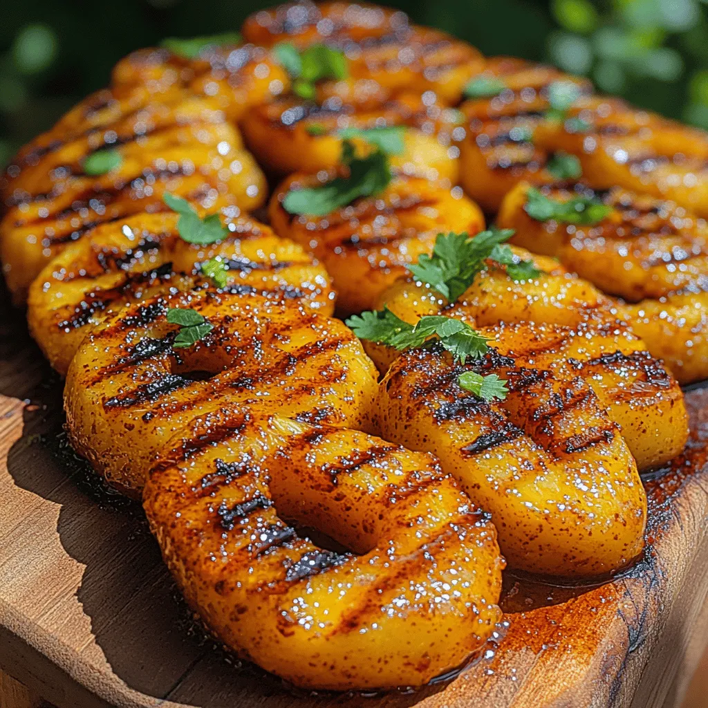 Welcome to the world of tantalizing flavors with our recipe for Fiery Tropical Bliss: Spicy Grilled Pineapple Rings! This delightful dish combines the natural sweetness of fresh pineapple with a kick of heat, creating a unique and mouthwatering experience that is sure to impress. Imagine biting into a perfectly grilled pineapple ring, its caramelized edges offering a sweet contrast to the spicy seasoning. This recipe not only highlights the beautiful marriage of sweet and spicy but also showcases how versatile grilled pineapple can be in elevating various dishes.