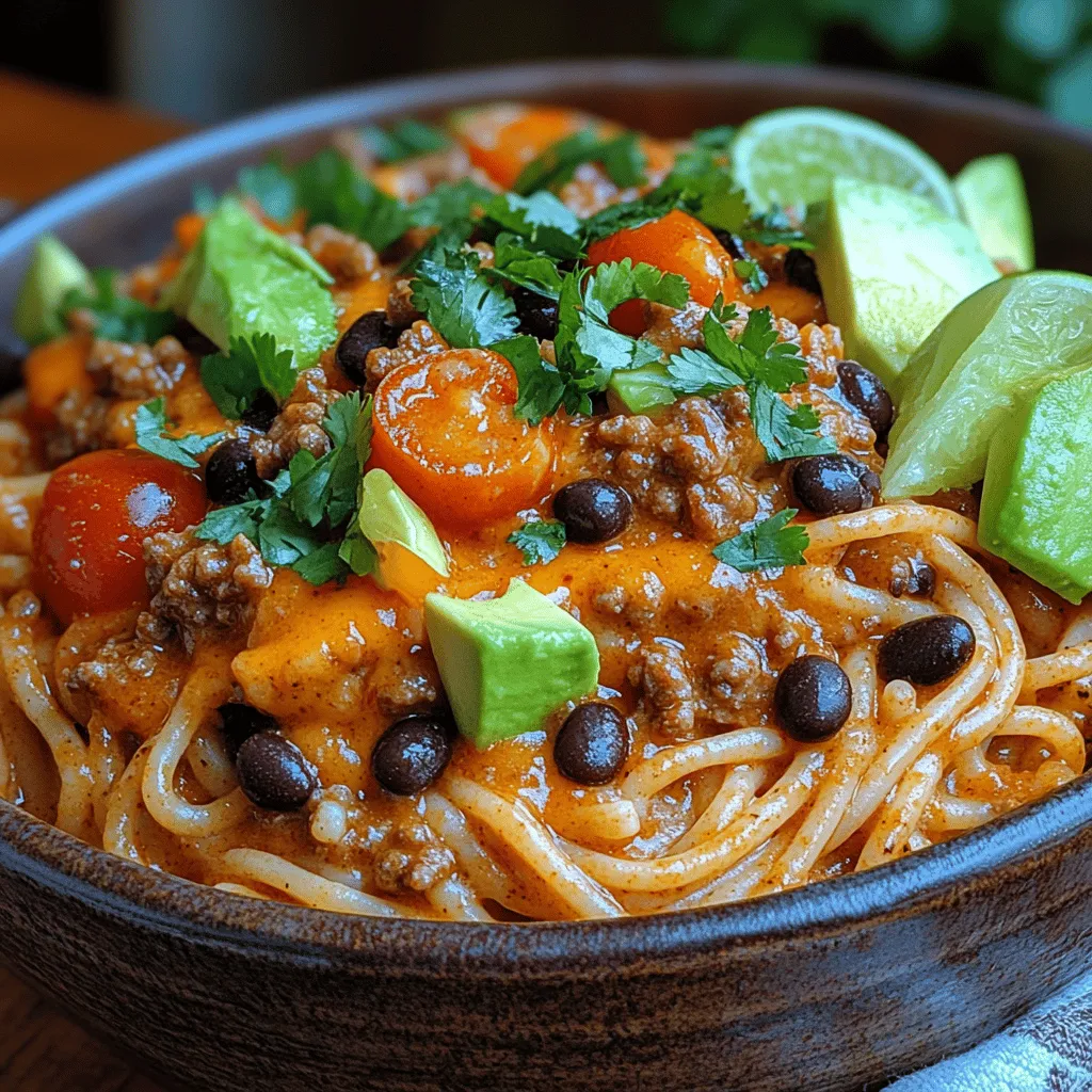 In the fast-paced world we live in, comfort food that is both delicious and easy to prepare is a treasure. One-Pot Taco Spaghetti combines the bold flavors of tacos with the comforting texture of spaghetti, all while being made in a single pot. This recipe is perfect for busy weeknights, offering a delightful fusion of Italian and Mexican cuisines that can be on your table in just 30 minutes. Imagine the aromatic spices of taco seasonings mingling with the creamy richness of melted cheese and the satisfying chew of perfectly cooked spaghetti. It’s a dish that appeals to both the palate and the practicality of a modern kitchen.