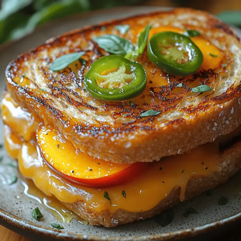 In recent years, the humble grilled cheese sandwich has undergone a remarkable transformation. Once a simple childhood favorite, it has evolved into a canvas for culinary creativity, gaining popularity in restaurants and homes alike. Chefs and home cooks are now experimenting with a multitude of flavor combinations, taking this classic comfort food to new heights. One such innovative twist is the Spicy & Sweet Jalapeño Peach Grilled Cheese—a dish that marries the rich, melty goodness of cheese with the vibrant sweetness of fresh peaches and the fiery kick of jalapeños.