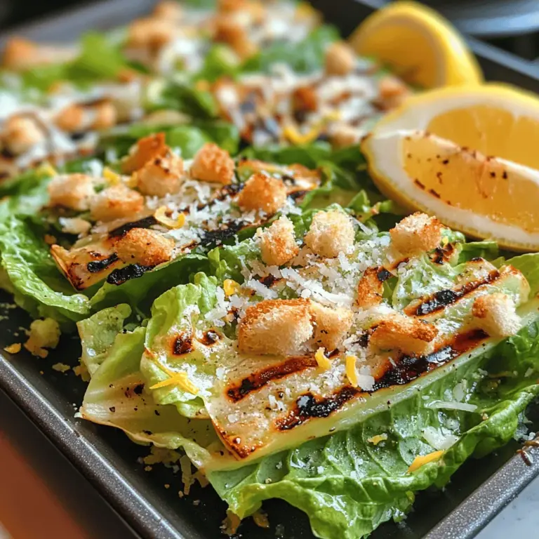In the world of culinary creativity, grilled salads have emerged as a delightful twist on traditional recipes, bringing a touch of warmth and sophistication to our plates. One standout dish that exemplifies this trend is Sizzling Grilled Romaine with Lemon Caesar Dressing. This innovative take on the classic Caesar salad not only elevates the humble romaine lettuce but also introduces an exciting flavor profile that is both refreshing and satisfying. The combination of charred romaine with a zesty, homemade lemon Caesar dressing makes for a perfect meal or side dish, especially during the warmer months when light and flavorful meals are in high demand.