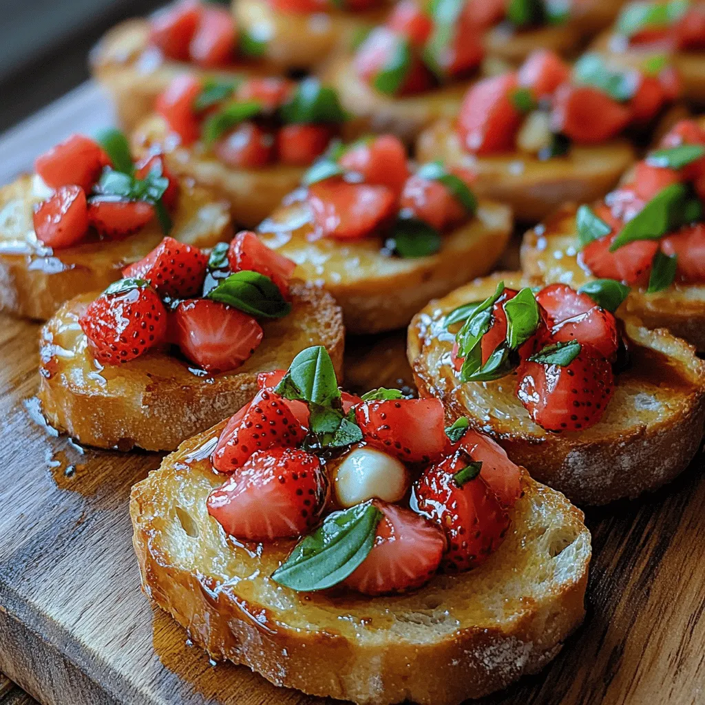 Bruschetta is a classic Italian appetizer that has captured the hearts and palates of food lovers across the globe. Traditionally made with grilled bread, topped with a variety of ingredients, it offers a delightful canvas for culinary creativity. Its versatility allows for countless variations, ranging from savory toppings like tomatoes and garlic to more adventurous combinations that include fruits and herbs. Among these innovative takes, Strawberry Basil Bruschetta stands out as a refreshing and vibrant option, perfect for warm-weather gatherings or casual get-togethers.